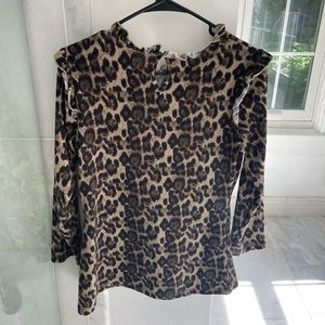 Beverly Leopard Ruffle Detailed Knit Top